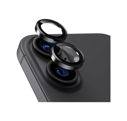 000-art 57855210132685480184975 İphone 16 Ve İphone 16 Plus Uyumlu Kamera Camı Lens Koruyucu Halka Set - Siyah Titanyum 50 X 22