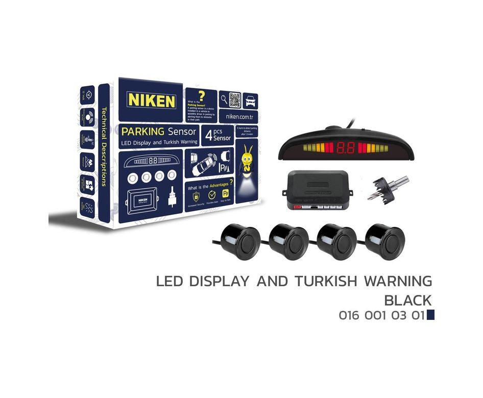 0000160010301s1203 Park Sensörü Led Ekranlı-Türkçe Sesli Siyah Tüm Modellere Uyumlu Niken