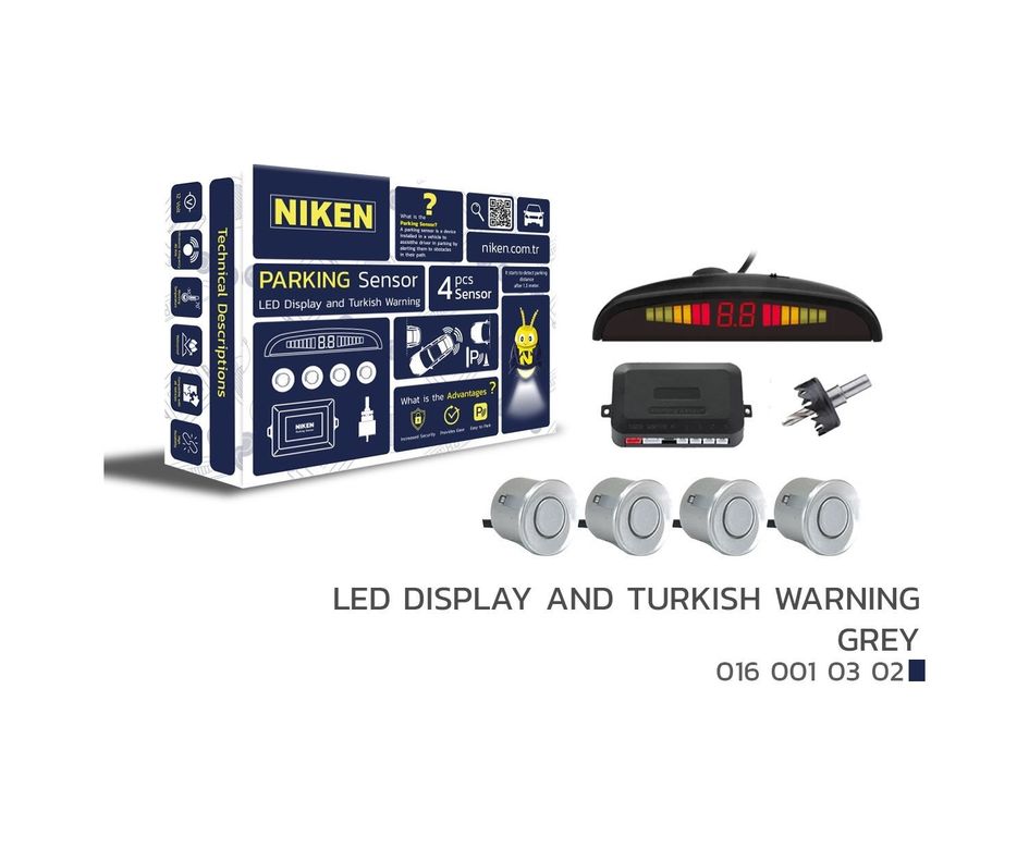 000160010301g01 Park Sensörü Led Ekranlı-Türkçe Sesli Gri Tüm Modellere Uyumlu Niken