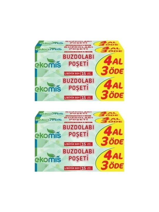 01112024 Ekomis Buzdolabı Poşeti Büyük Boy 15'li (2 Paket)