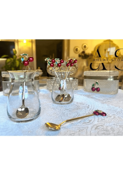 01211988 Mimoza  6Lı Kirazlı Çay Kaşığı Gold Renk Çelik