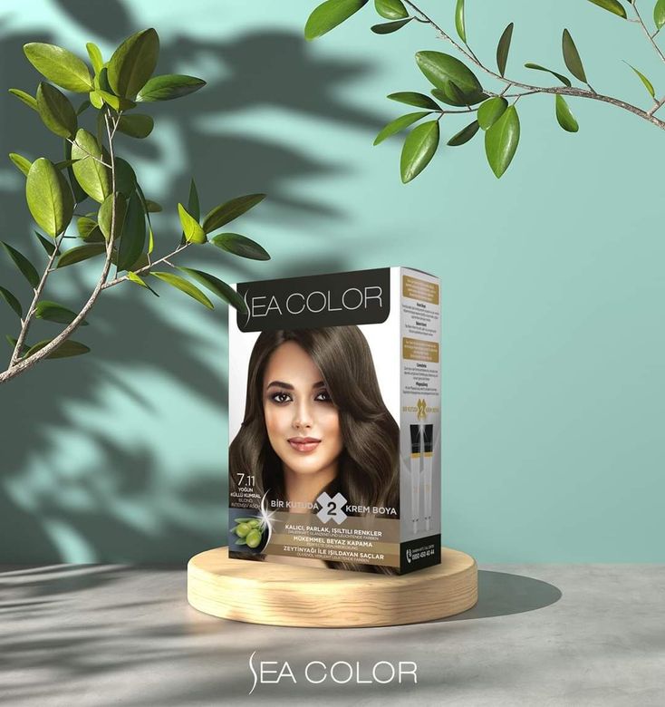 0152022 Sea Color 2 Tüp Krem Saç Boyası Seti Yoğun Küllü Kumral No:7.11