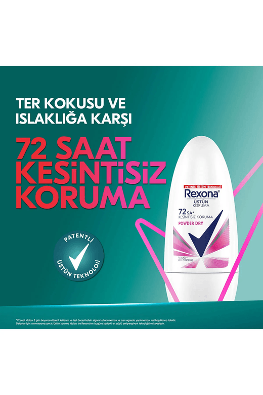 0282023 Rexona Üstün Koruma Kadın Roll On Deodorant Powder Dry 72 Saat Kesintisiz Koruma 50 Ml