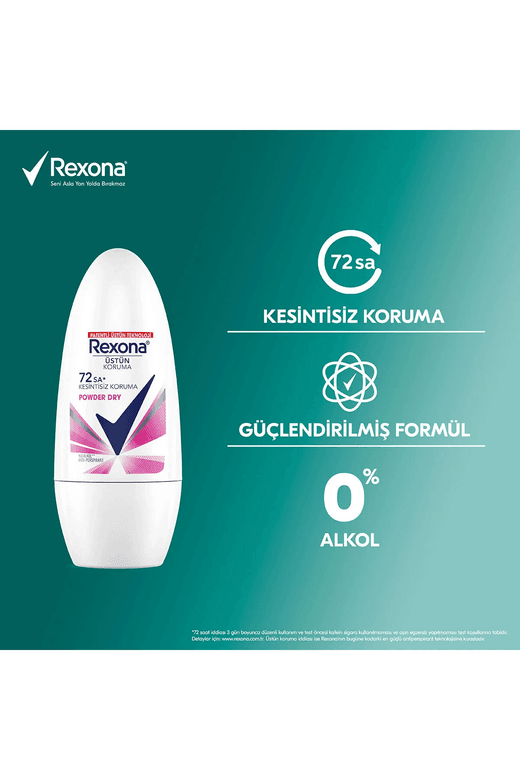 0282023 Rexona Üstün Koruma Kadın Roll On Deodorant Powder Dry 72 Saat Kesintisiz Koruma 50 Ml