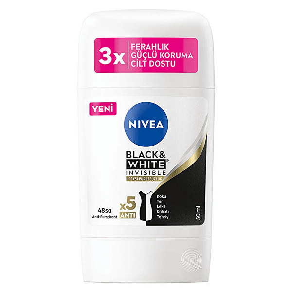 04101996 Nivea Black & White Invisible İpeksi Pürüzsüzlük Kadın Stick Deodorant 50 Ml