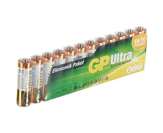 07december 133249901 Gp Batteries Gp15Au Ultra Alkalin Lr6/e91/aa Kalem Pil, 1.5 Volt, 12&apos Li Paket, Bakır/siyah/beyaz