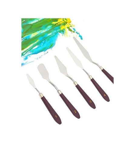 0neformehome 57855210126328480184975 Palet Bıçağı 5 Parça Paslanmaz Çelik Spatula Seti, Kil Hamuru Pasta Krema Yağlıboya İçin Ahşap Saplı Süsleme Şekil Verme Ve Kazıma, Boya Araçları,mutfakta Ve Diğer Hobi Ve El Sanatları İçin 0