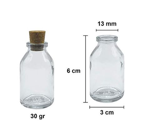 0xbez 126622433 Şeffaf 25 Ml / 25 Cc Mantar Tıpalı Boş Cam Şişe 12 Adet Açık Bej