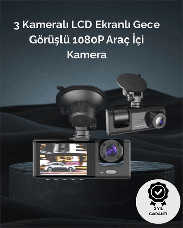 1. 3 Kameralı Full Hd Araç Kamerası – Ön, İç Ve Arka Görüş İle %100 Kapsama
