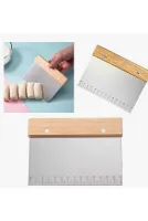 1 Adet Bambu Saplı Paslanmaz Çelik Hamur Spatulası Hamur Şekillendiri