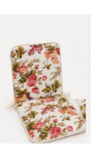 1 Adet Rattan Arkalıklı Sandalye Minderi (Kalınlık 4cm)-İngiliz Gülü (Pamuklu Kumaş)