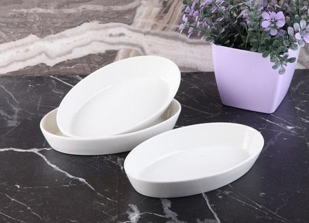 1 Toy 57855210131321080184975 3 Lü Porselen Kayık Tabak Çerezlik 18 11Cm Açık Gri