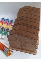 10 Adet Kabe Maket 5 Adet Boya 10 Adet Fırça Ahşap Boyama Dini Aktivite Okul Kurs Etkinlik Seti