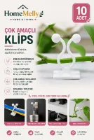 10 Adet Kendinden Yapışkanlı Kablo, Sarmaşık, Çiçek Tutucu Aparat – Duvar Sabitleyici Klips Seti
