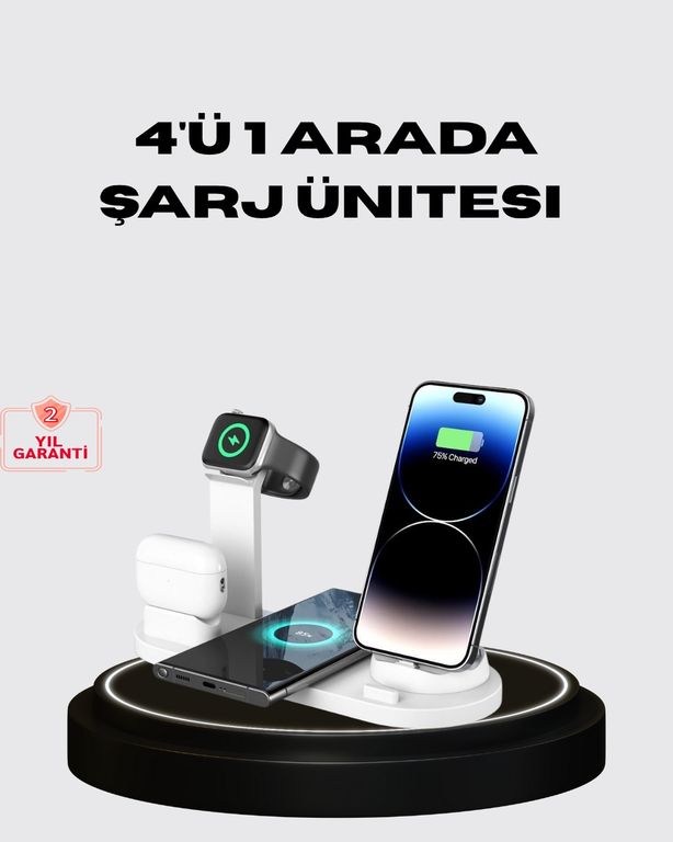 10 Crosby TRİTHLTXUCZZZÇOKLUŞARJSTANDI-2-BLNCCC Apple Uyumlu Kablosuz Şarj İstasyonu 4 Cihaz Destekli Ve Hızlı Şarjlı -