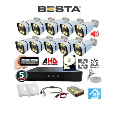 10 Kameralı 5 Mp Sesli Warm LED Waterproof 3.6 mm Lens H.265 2 Tb HDD Dahil Ahd Güvenlik Seti