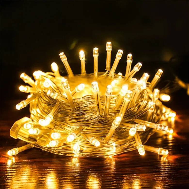 10 Metre 100 Ledli 8 Fonksiyonlu Dekoratif Lambader Sarı Lamba (4745)