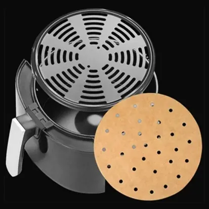 100 Adet  Airfryer Pişirme Kağıdı Tek Kullanımlık Hava Fritözü Yuvarlak Delikli Model (4745)