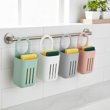 1000 Melocej 57855210125441480184975 Askılı Lavabo Süngerliği Drenajlı, Delikli Tasarım, Mutfak & Banyo Düzenleyici 10 18 Cm Açık Bej