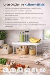 1000 Melocej 57855210125671080184975 Dolap Ve Mutfak Tezgahı İçin Raf Düzenleyici, Buzdolabı Uyumlu Yükseltici Organizer, Metal Ayaklı Ek Raf, Çok Amaçlı Raf Düzenleyici Stand, Dolap, Tezgah Ve Buzdolabı İçin Uygun Açık Bej