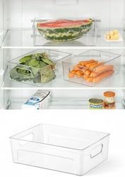 1000 Melocej 57855210125847680184975 Kırılmaz Ultra Dayanıklı Buzdolabı Düzenleyici Organizer Kutu Şeffaf - 28X19X9Cm 811 Açık Bej