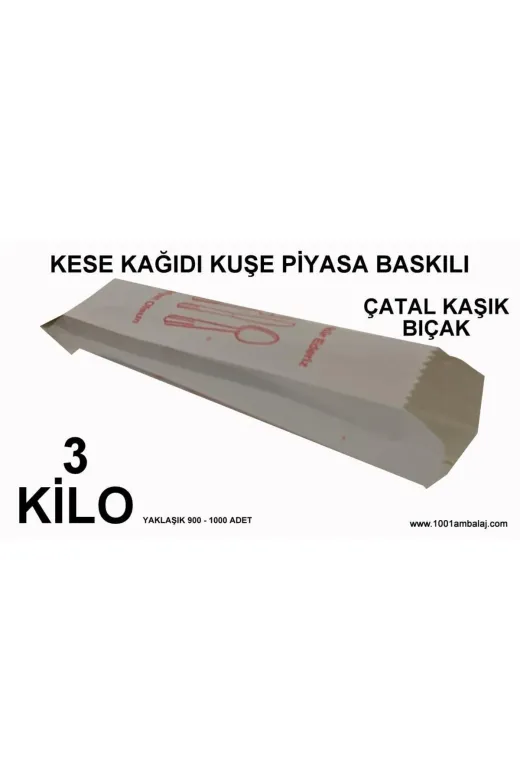 1001 Ambalaj 3919991923564 Kese Kağıdı Kuşe Piyasa Baskılı Çatal Bıçak Servis Kağıdı 3 Kilo