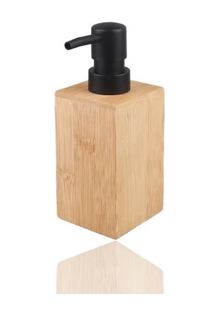 1001 Çiftliği 57855210124273980184975 Bambu Sıvı Sabunluk, Modern Siyah Pompalı, 17X7X7 Cm 000 Açık Krem
