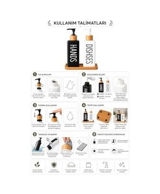 1001 Çiftliği 57855210124302280184975 Modern Yaşam Alanları İçin Minimalist Bambu Tepsili Çiftli Sabunluk Seti, Siyah Beyaz Şık Tasarım, El Sabunu Ve Bulaşık Deterjanı İçin Pratik Kullanım, Kaymaz Taban, Kolay Dolum, Temiz Ve Düzenli Görü 000 Açık Krem