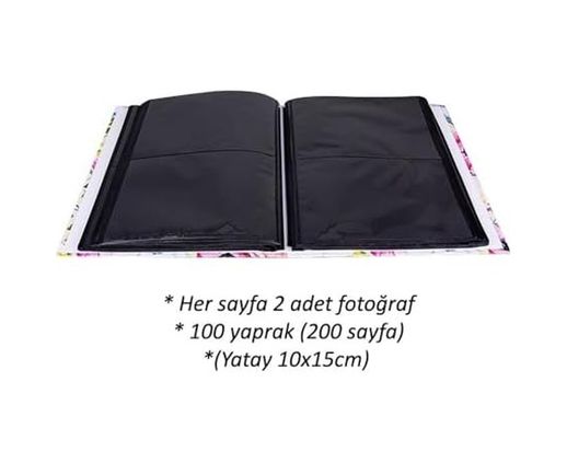 1001 Fırça 128858175 Rs306 Fotoğraf Albümü 10X15Cm 200 Fotoğraf Kapasiteli Çiçekler Desenli Lüks Albüm