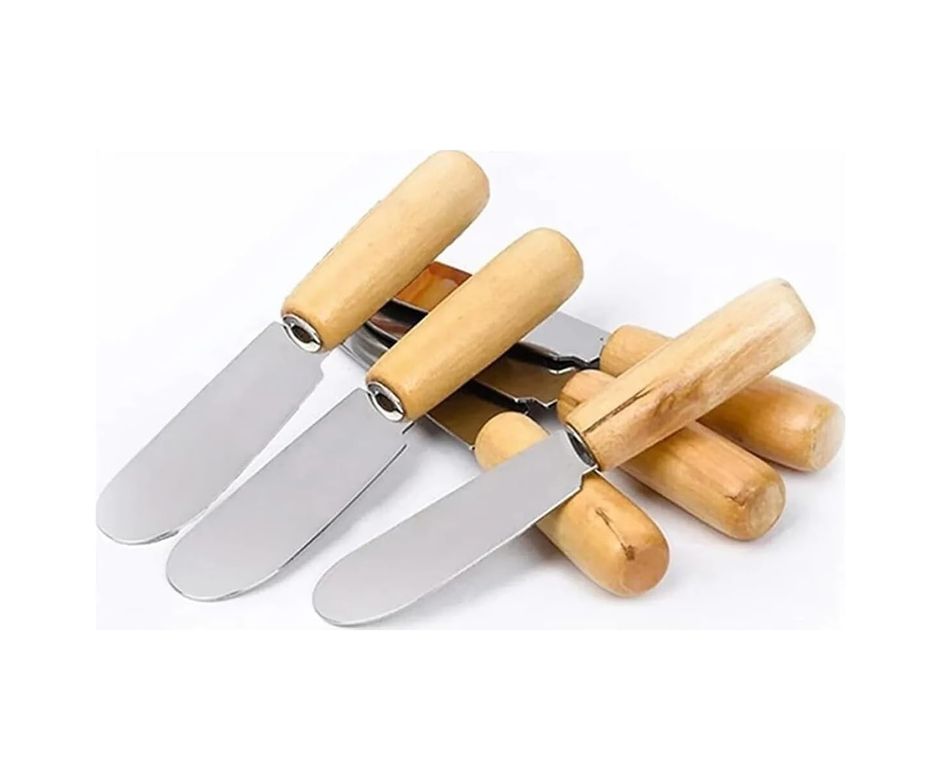 1001 Hediye 57855210127280880184975 Terayağ Bal Çikolata Bıçağı, 6 Lı Ahşap Saplı Kahvaltı Spatulası