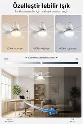 1001Hediye 131574882 2In1 Goes Led Işık Ve Fan Sessiz 3 Renk Modu Ve 3 Hız Modu Kumandalı Tavan Vantilatörlü Led Ampul