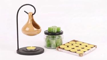 1001Hediye 131575635 Modern Seramik Buhurdanlık Seti - 16&apos Lı Tealight Mum Ve Değiştirilebilir Aroma Wax Hediye Açık Kahve