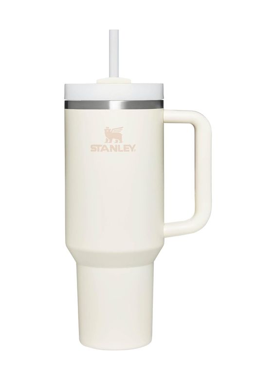1001Hediye 57855210121551780184975 Pipetli Termos Bardak, 1.18 Litre, Krem Açık Beyaz