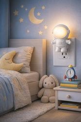 1001Hediye 57855210123867480184975 Astronot Led Gece Lambası Priz Tipi, Açma Kapama Tuşlu, Sıcak Beyaz 3000K Işık, Enerji Tasarruflu, Çocuk Odası, Genç Odası Ve Koridor İçin Gece Lambası, Dekoratif Gece Işığı Diğer