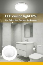 1001Hediye 57855210123875280184975 Artos 20W Beyaz Led Tavan Ve Duvar Lambası Ip65 Su Ve Toz Geçirmez 6500K Beyaz Işık Banyo, Bahçe, Balkon Ve Dış Mekan Kullanıma Uygun Modern Nemliyer Armatür Açık Kahverengi