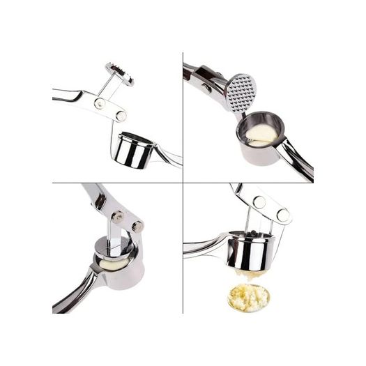1001Hediye 57855210128886880184975 Profesyonel Paslanmaz Çelik Sarımsak Ezici - Ergonomik Lüks Sarımsak Presi, Dayanıklı Metal Sarımsak Kırıcı Ve Püre Yapıcı, Pratik Mutfak Gereçleri Ve Manuel El Presi Açık Bej