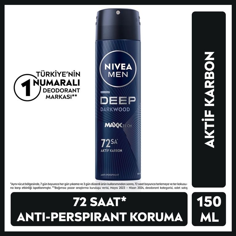 10084104 Nivea Men 150 Ml Deep Dimension Erkek Sprey Deodorant