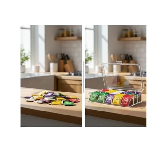 100kovrov 57855210125971680184975 Şeffaf Kapaklı 6 Bölmeli Organizer Kutusu Çay, Takı, Baharat, Aksesuar Ve Küçük Eşyalar İçin Düzenleyici Kutusu 23 14 9 Cm 10 0.01