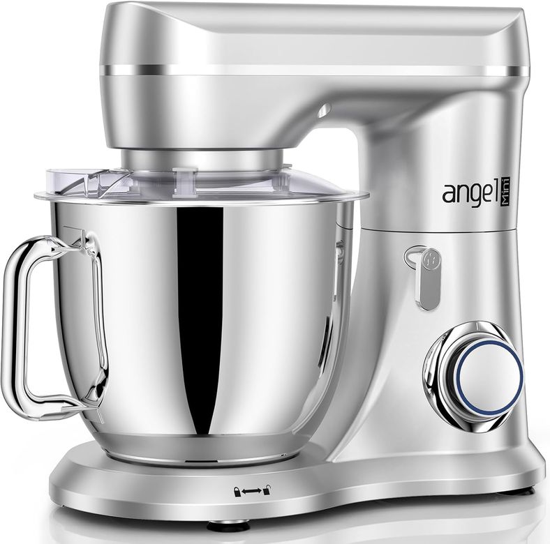 10162024 Angel Mikser Yoğurma Makinesi 1300 W, 5 L 10 + 1 Hızlı Mini Melek Yoğurma Makinesi (Gümüş)