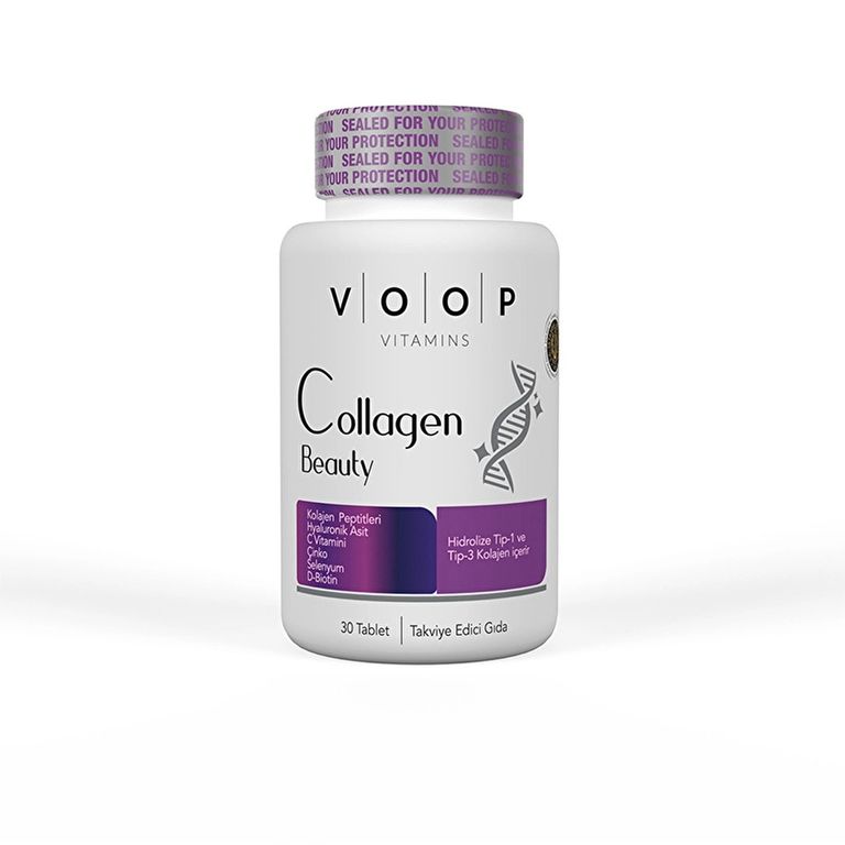10206700 Voop Collagen Beauty Kollajen Peptit, Vitamin Ve Mineral İçeren Tablet Takviye Edici Gıda 30 Tablet