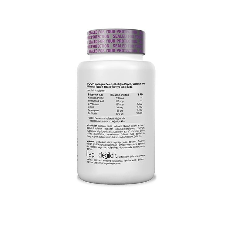 10206700 Voop Collagen Beauty Kollajen Peptit, Vitamin Ve Mineral İçeren Tablet Takviye Edici Gıda 30 Tablet