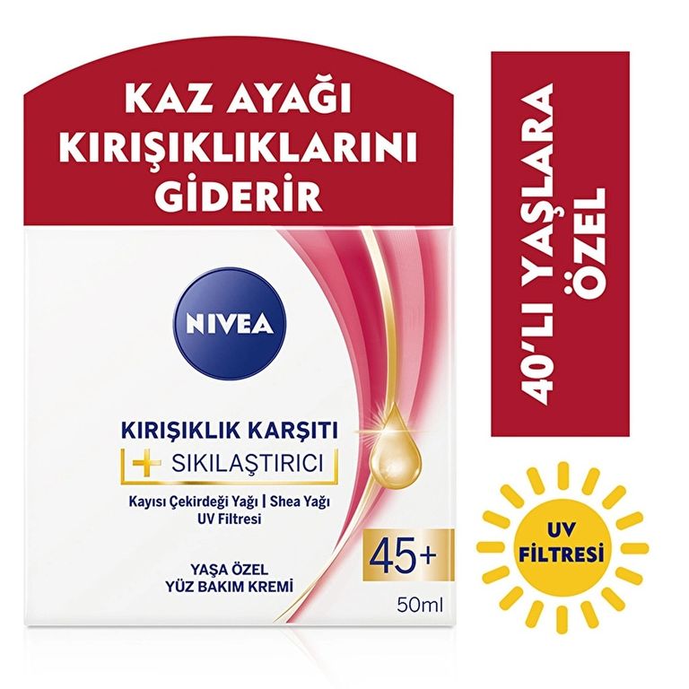 10209924 Nivea 45+ Yaş 50 Ml Kırışıklık Karşıtı Sıkılaştırıcı Krem