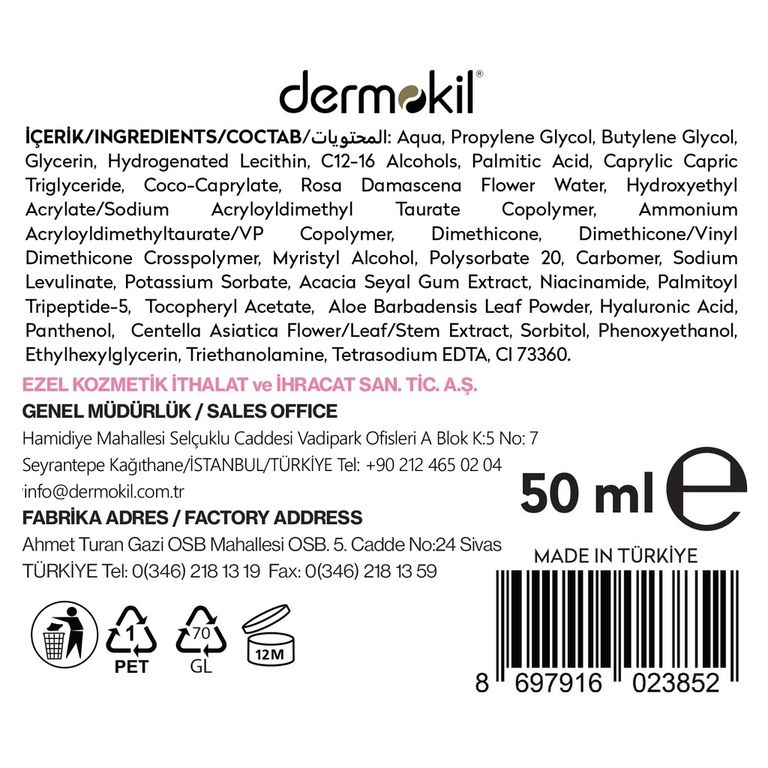10211594 Dermokil 50 Ml Gül Suyu Canlandırıcı Yenileyici 3D Kapsül Krem
