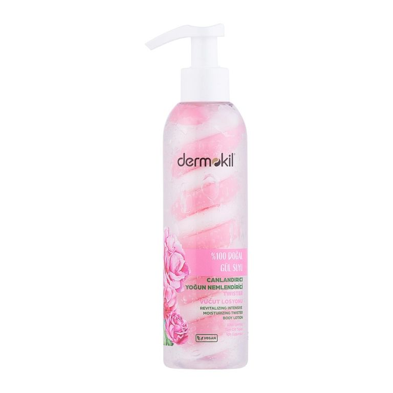 10211787 Dermokil %100 Doğal Gül Suyu Canlandırıcı Yoğun Nemlendirici Twister Vücut Losyonu 200 Ml