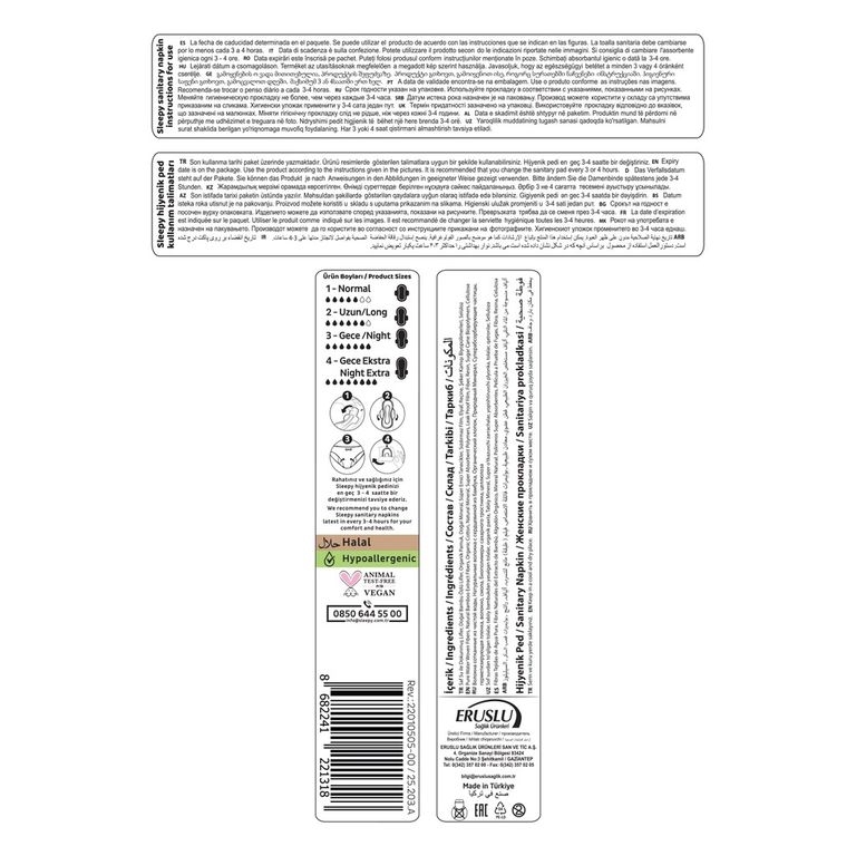10212582 Sleepy Bio Natural Premium Plus+ (Boy 4) Süper Eco Gece Ekstra Hijyenik Ped 14'lü