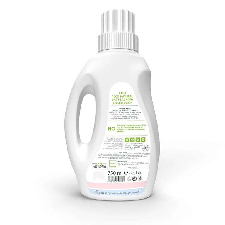 10212998 Incia %100 Doğal Bebek Çamaşır Sabunu Bitkisel Deterjan Kendinden Yumuşatıcılı Lavanta 750 Ml