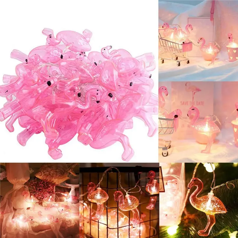 10'lu Pilli Led Flamingo Dekoratif Işık Zinciri Aydınlatma 1,5 Mt (4745)