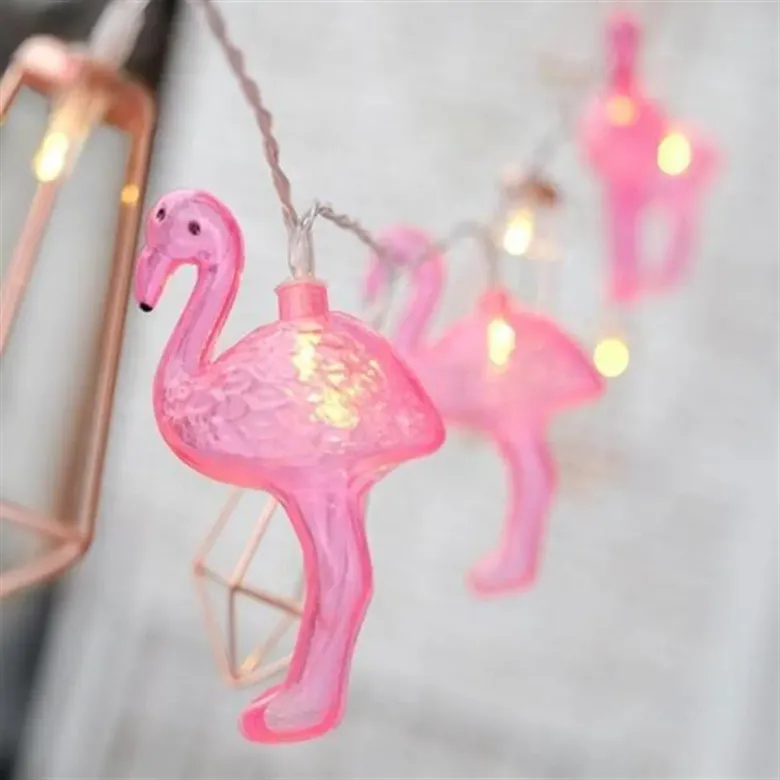 10'lu Pilli Led Flamingo Dekoratif Işık Zinciri Aydınlatma 1,5 Mt (4745)