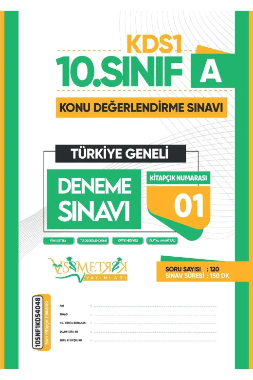 10SINIFDNM4046 2025 10.sınıf Yeni Sistem Kds Sarmal Deneme Paketi 5Li Türkiye Geneli D.çözümlü Asimetrik Yayınları