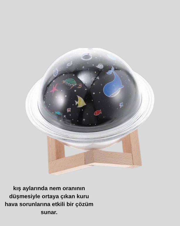 111641597 Aromaterapili Usb Hava Nemlendirici Projeksiyon Işıklı, Sessiz Ve Şık Tasarım Diğer